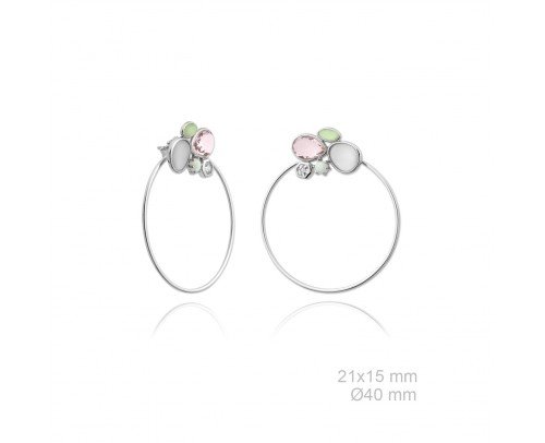 Pendientes de aro de Plata con piedras de colores.