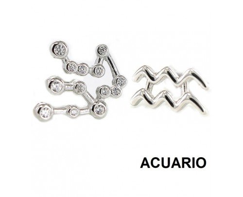 Pendientes Acuario horóscopo y constelación Plata