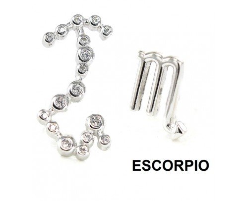 Pendientes Escorpio horóscopo y constelación Plata