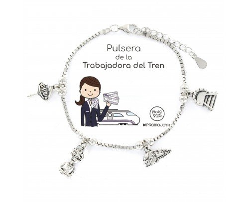 Pulsera de plata Eres lo más... Trabajadora del tren 9108149
