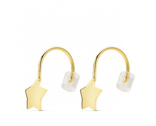 Pendiente estrella rígida 6mm Oro amarillo