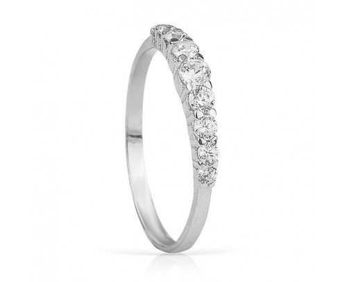 Anillo de Oro blanco con circonitas