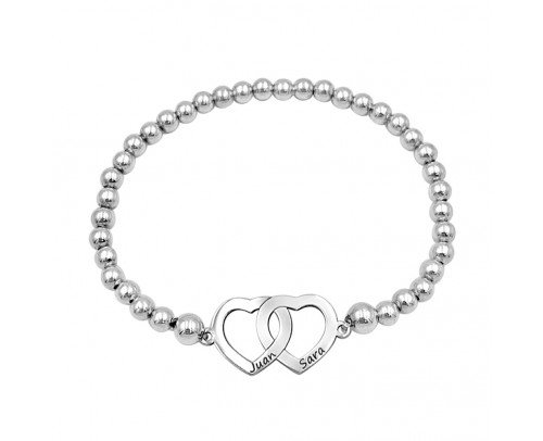 Pulsera doble corazón de Plata