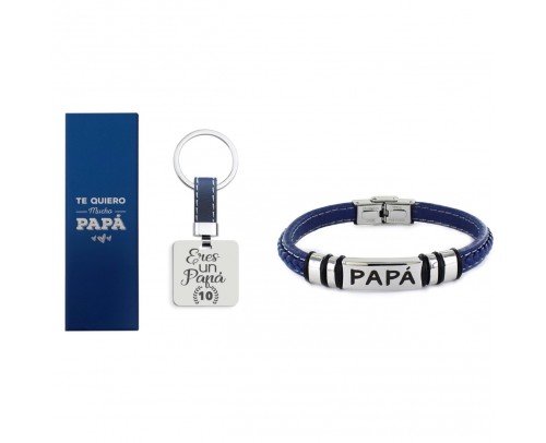 Pack pulsera + llavero Papá acero