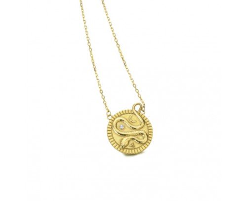 Colgante LeCarré moneda serpiente de Plata recubierta de Oro 18K