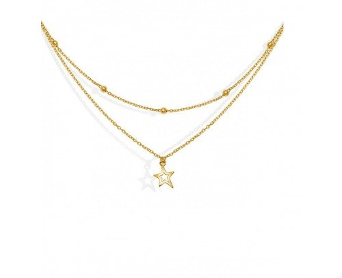 Gargantilla doble estrella de Plata chapada