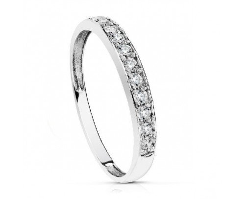 Anillo de Oro blanco con circonitas