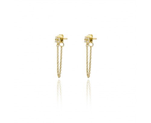 Pendientes cuadrados con cadena de plata