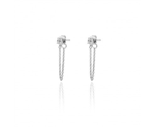 Pendientes cuadrados con cadena de plata