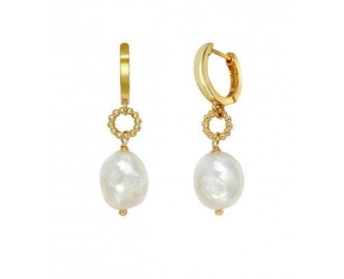 Pendientes de aro con perla