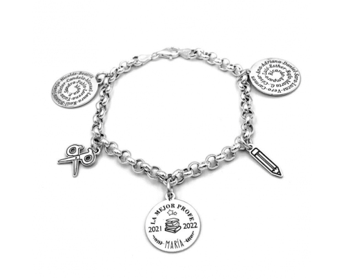 Pulsera personalizada para maestra Plata de Ley