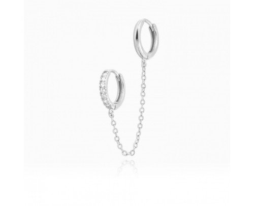 Pendiente doble aro con cadena