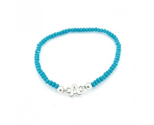 Pulsera cristal azul con inicial