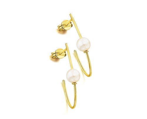 Aros Lecarré Oro con perla