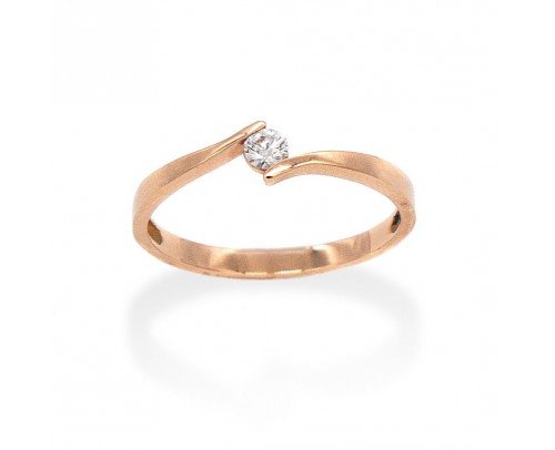 Anillo de Oro Rosa 18 kt con diamante 0.10 ct