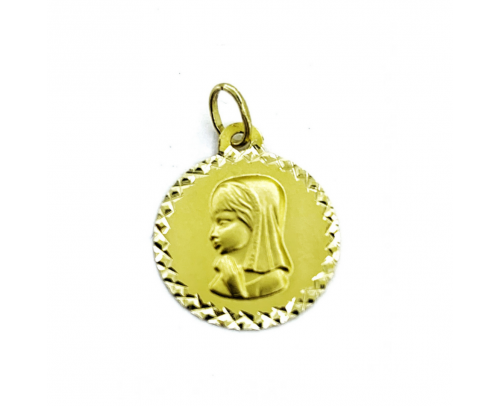 Medalla comunión virgen niña oro