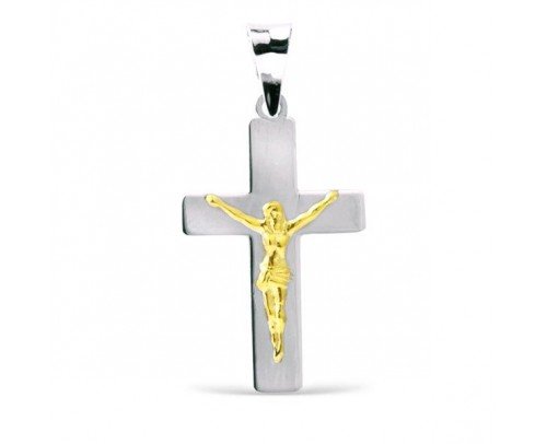 Cruz con cristo de oro blanco
