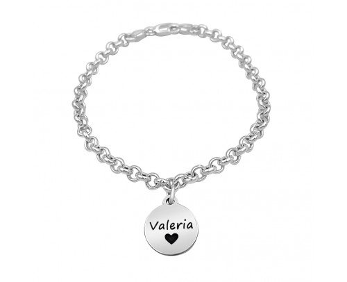 Pulsera medalla nombre Plata