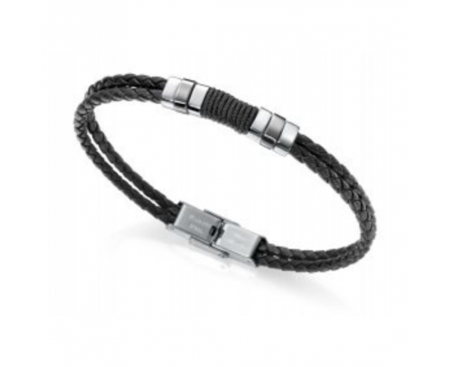 Pulsera doble cordón negro 6456P01010