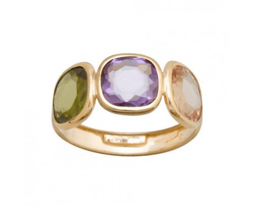 89-55653-S/A/OL-A Anillo oro circonitas colores