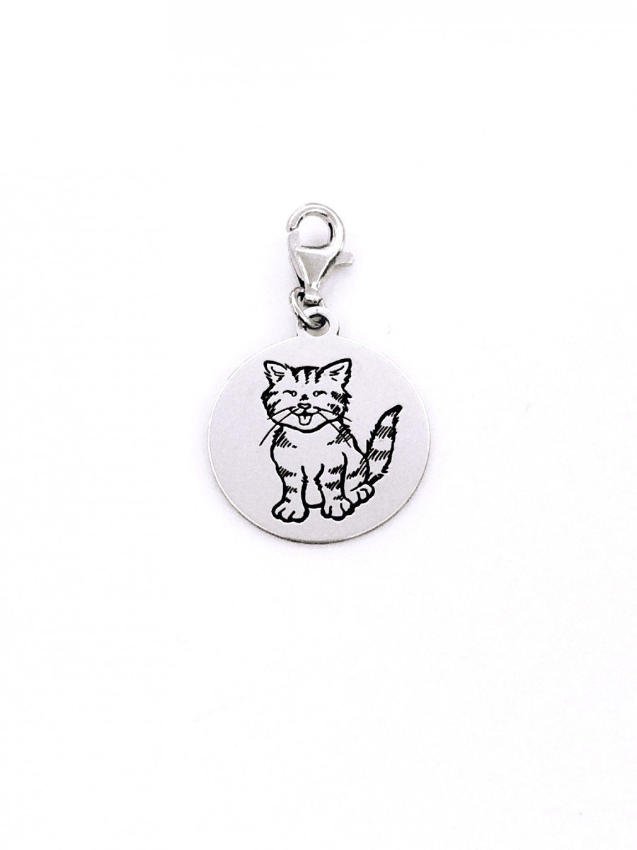 Ingenioso corto Abrumador medalla plata gato, joyas personalizadas con gatos,