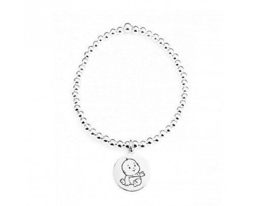 Pulsera bolitas + medalla bebé