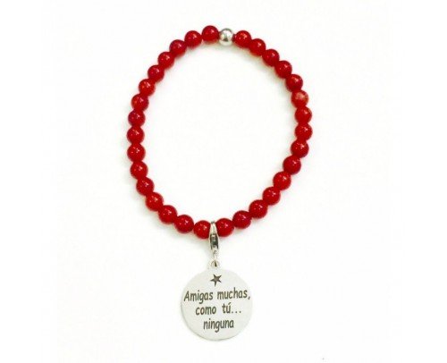 Pulsera amigas muchas como tu ninguna, Plata