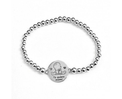Pulsera plata bebé te quiero mami