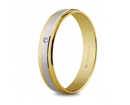 5240044D Alianza oro bicolor 9 kilates con brillante 0.02 kt