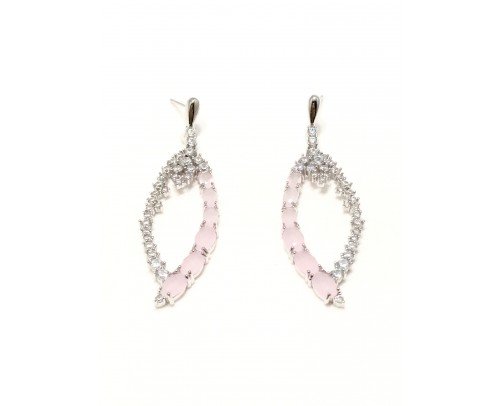 Pendiente plata cuarzo rosa