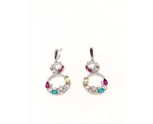 Pendientes plata piedras colores