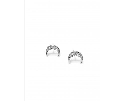 Pendientes luna circonitas plata
