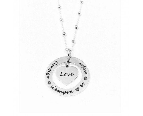 Colgante "contigo siempre es mejor, Love" Plata