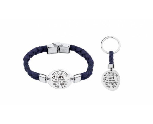 Pack pulsera + llavero Papá te queremos hasta la luna...