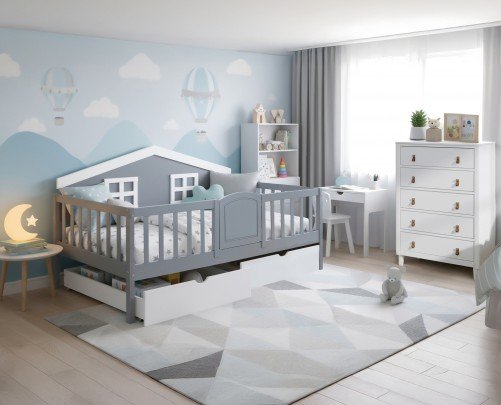 Cama Casita Pino Macizo COL-08