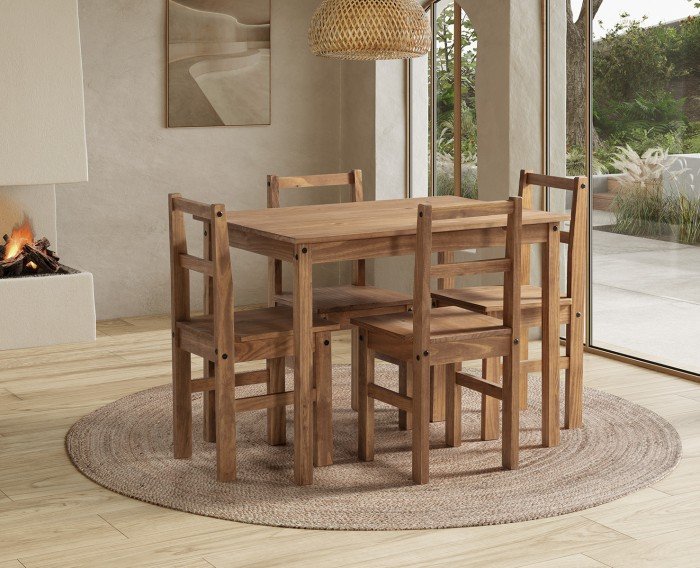 PACK OFERTA Mesa y Sillas Rústicas de Pino VAL-100