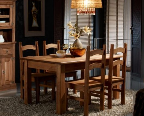 Mesa y Sillas Rústicas de Pino VAL-11