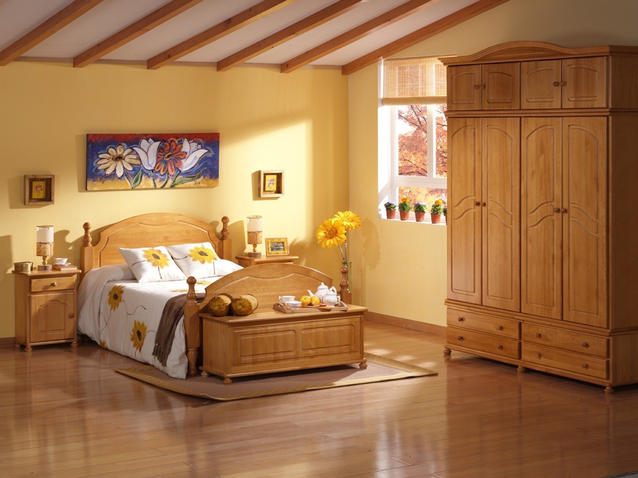Dormitorio juvenil de madera de pino macizo