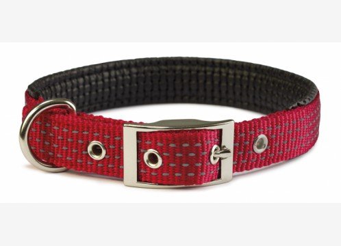 Collar Nylon LISO Acolchado C/Hebilla 1.5x38cm (azules, negro, rojo, rosa.)