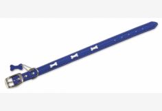 Collar PIEL Huesitos Azul 2x40cm