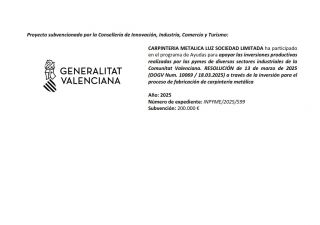 ADQUISICIÓN MAQUINARIA PROYECTO INPYME/2025/599